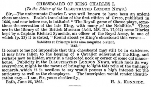 chessboard of King Charles I 1 July 1865